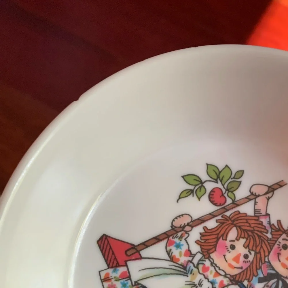 Vintage 1969 Oneida Deluxe Raggedy Ann And Andy Melamine Childs Bowls